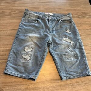 Refinery Republic Distressed Blue Jean Ripped Streetwear Shorts for Men Sz 34